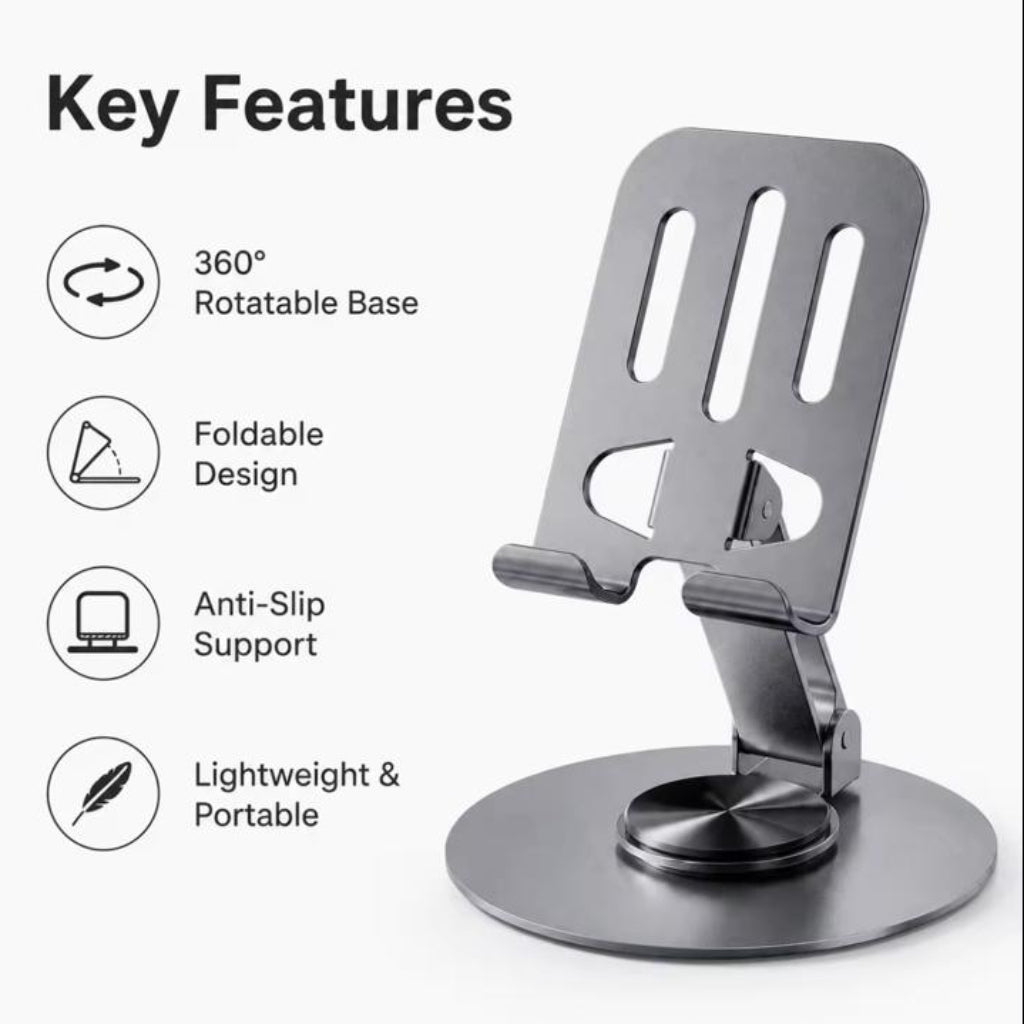 360° Rotatable Metal Tablet & Phone Stand  Foldable Desktop Mount Bracket