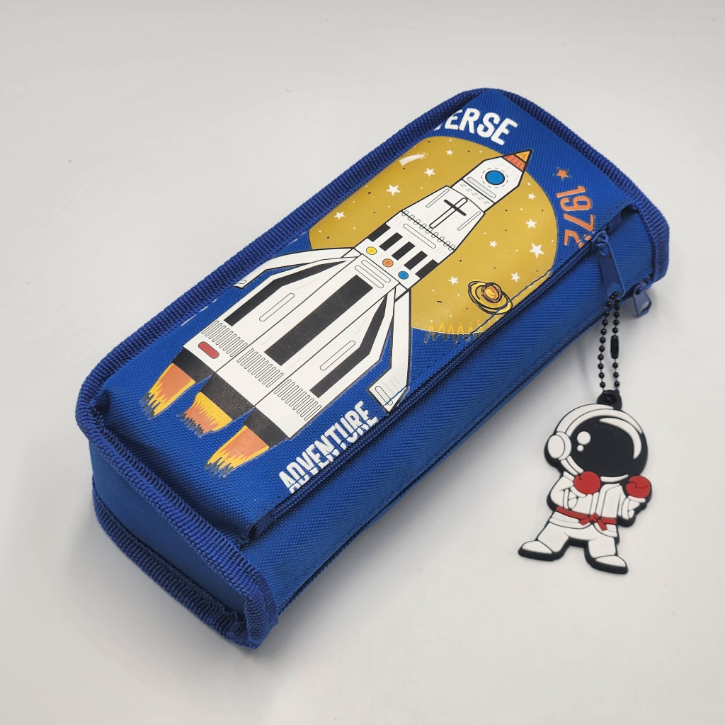 Large Capacity Astronaut Rocket Earth Space-Themed Pencil Case - Durable Fabric Pen & Marker Organizer with Multiple Compartments,Background & Colorful Astronaut Design for School,Stationery box,pen and pencil pouch