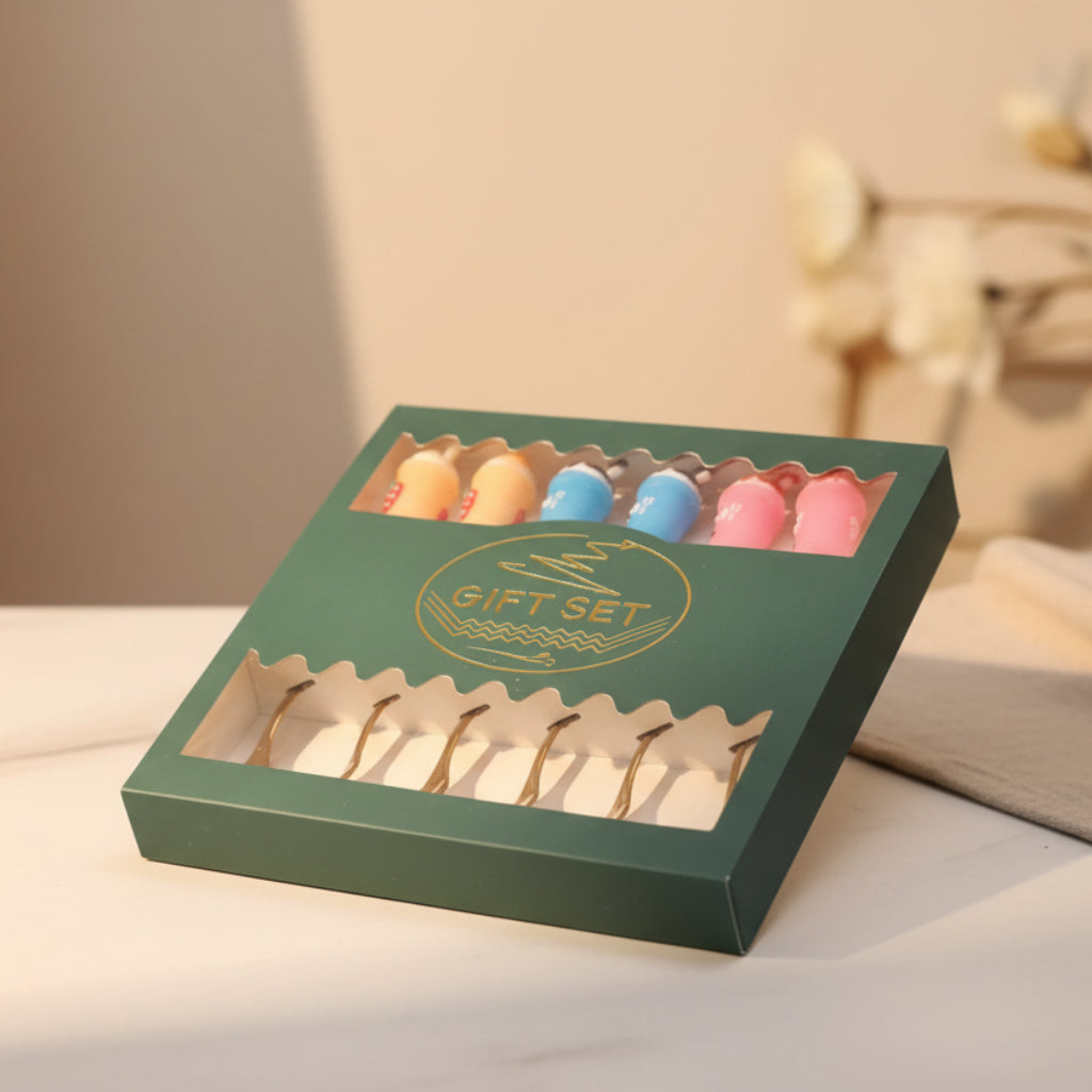 6 قطعة مقبض الفاكهة الكرتون عشوائي شوكة فولاذية غير قابلة للصدأ ملعقة القهوة اثارة كيك تحلية ملعقة شوكة الإبداعية