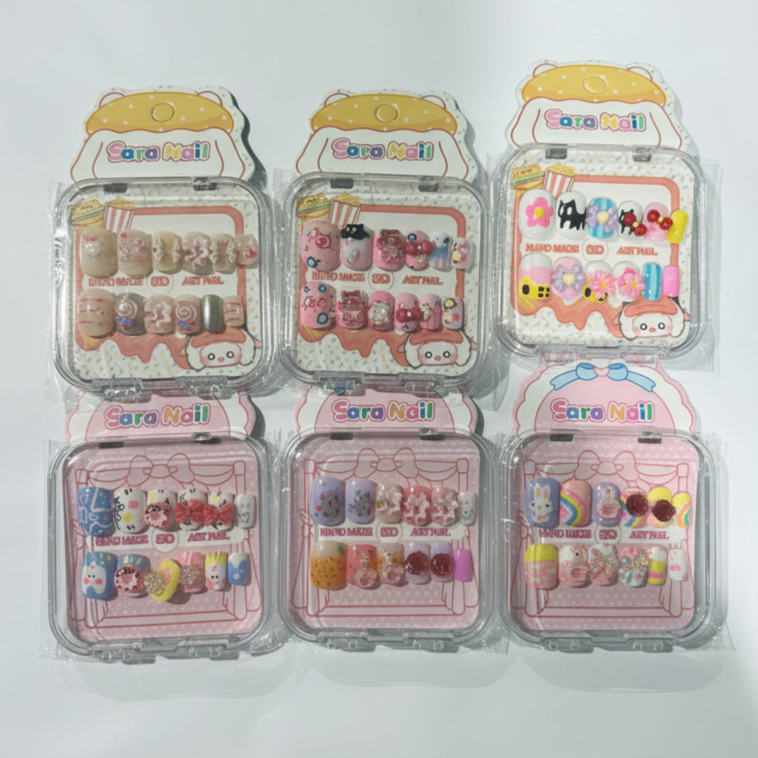 Luxury Handmade 3D Press-On Nails – Cute Cartoon and Sweet Dessert Aesthetic Artificial Nail Gift Set