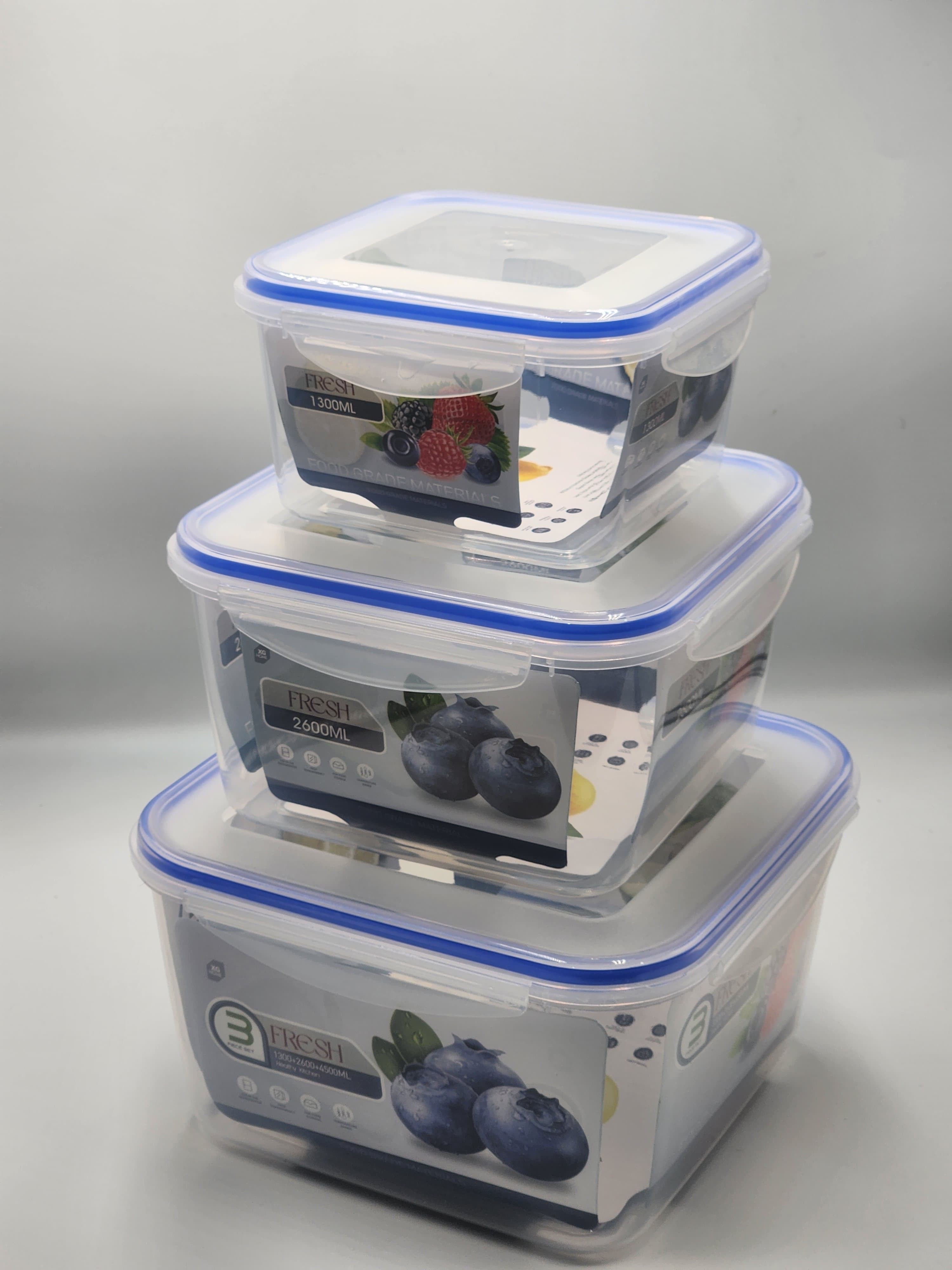 مجموعة حاويات تخزين الطعام الشفافة المكونة من 3 قطع - منظم مطبخ محكم الغلق متعدد الأحجام