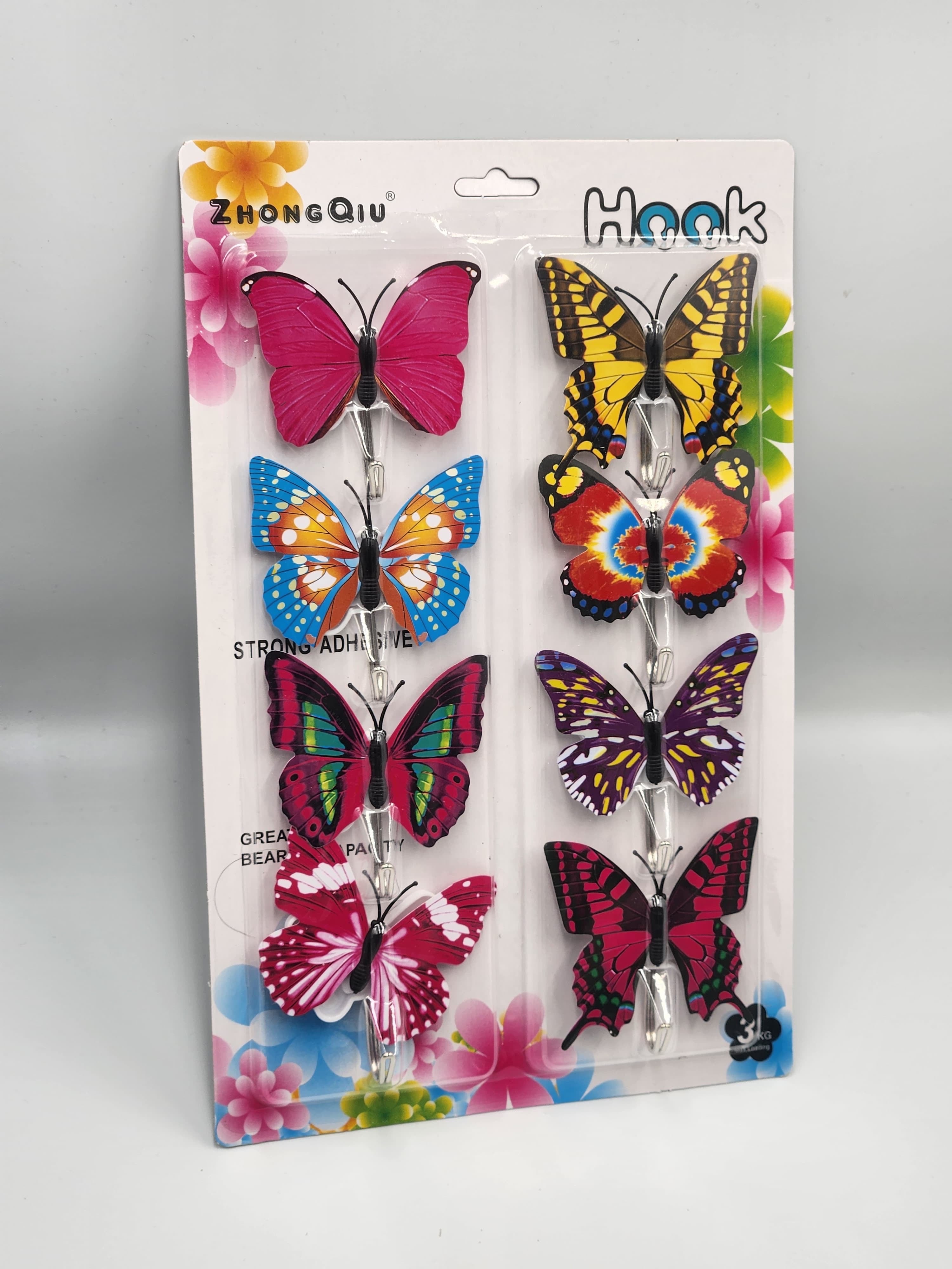 8pcs Butterfly Wall Utility Hooks – Fashionable Adhesive Wall Mount