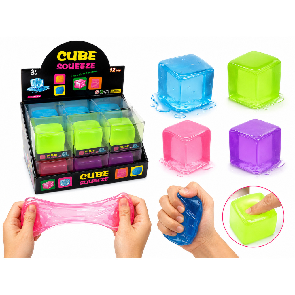 1PC Jelly Ice Cube Stress Relief Toy – Soft Squeeze Fidget Cube