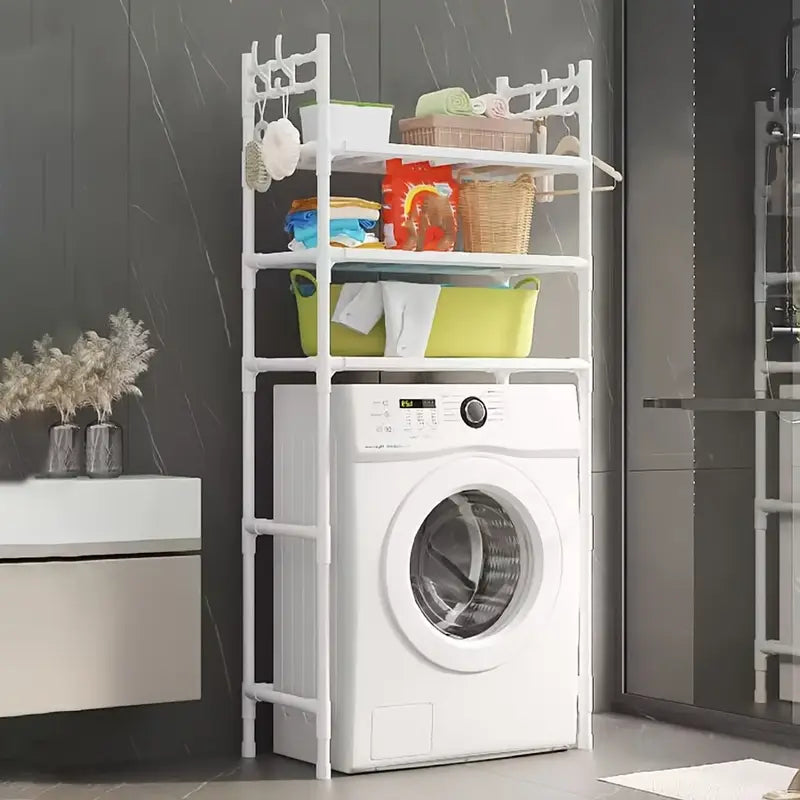 2-Tier Over-Washer Storage Rack – Space-Saving Bathroom & Laundry Organizer