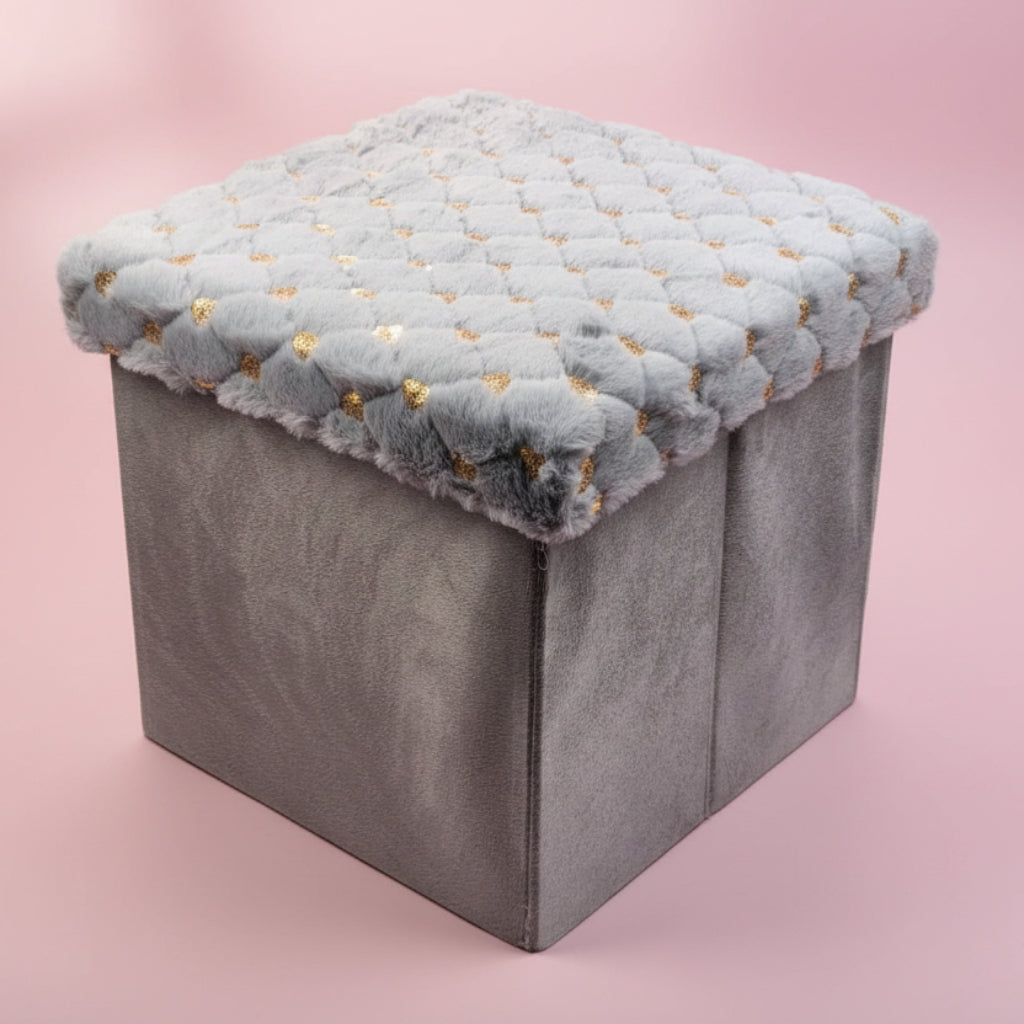 Foldable Stool Ottoman & Durable Storage Box