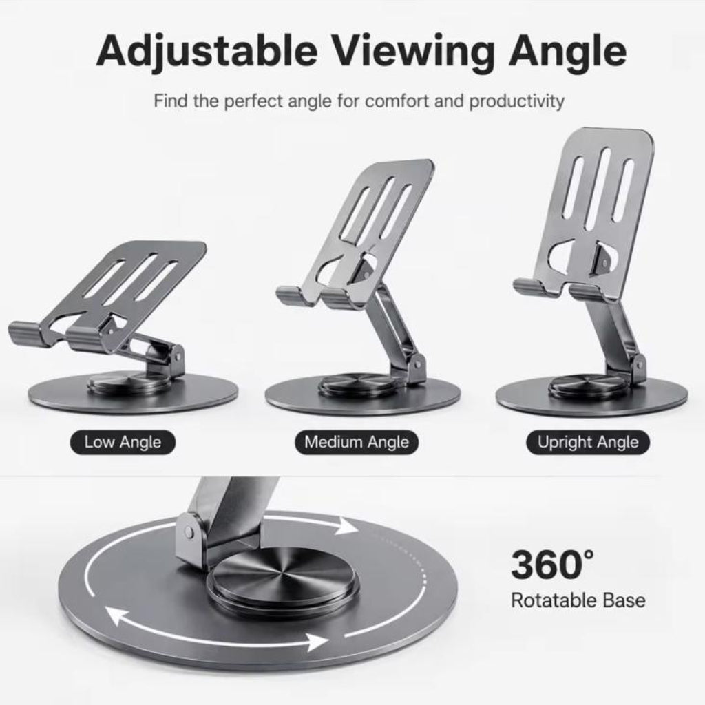 360° Rotatable Metal Tablet & Phone Stand  Foldable Desktop Mount Bracket