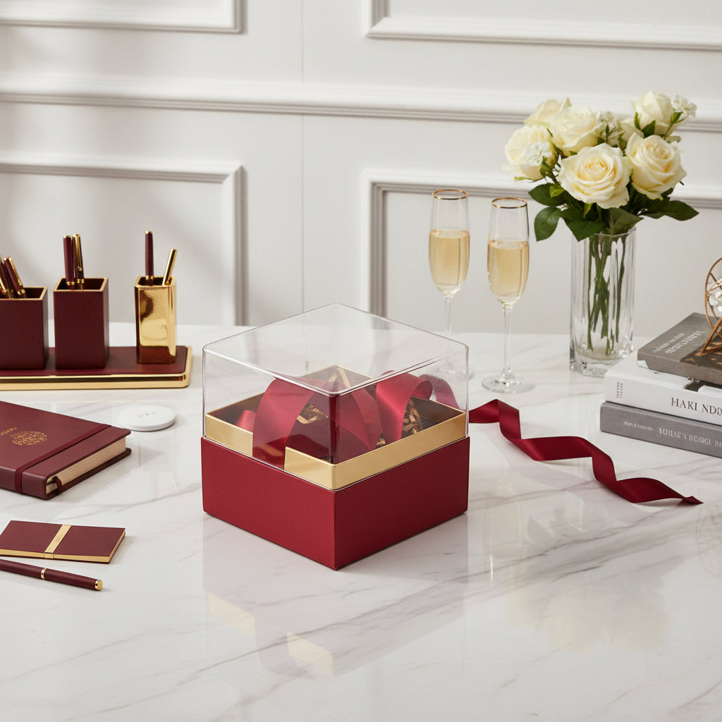 علبة هدايا أكريليك ( مقاس 10 × 10 سم ) علبة هدايا بلاستيكية شفافة