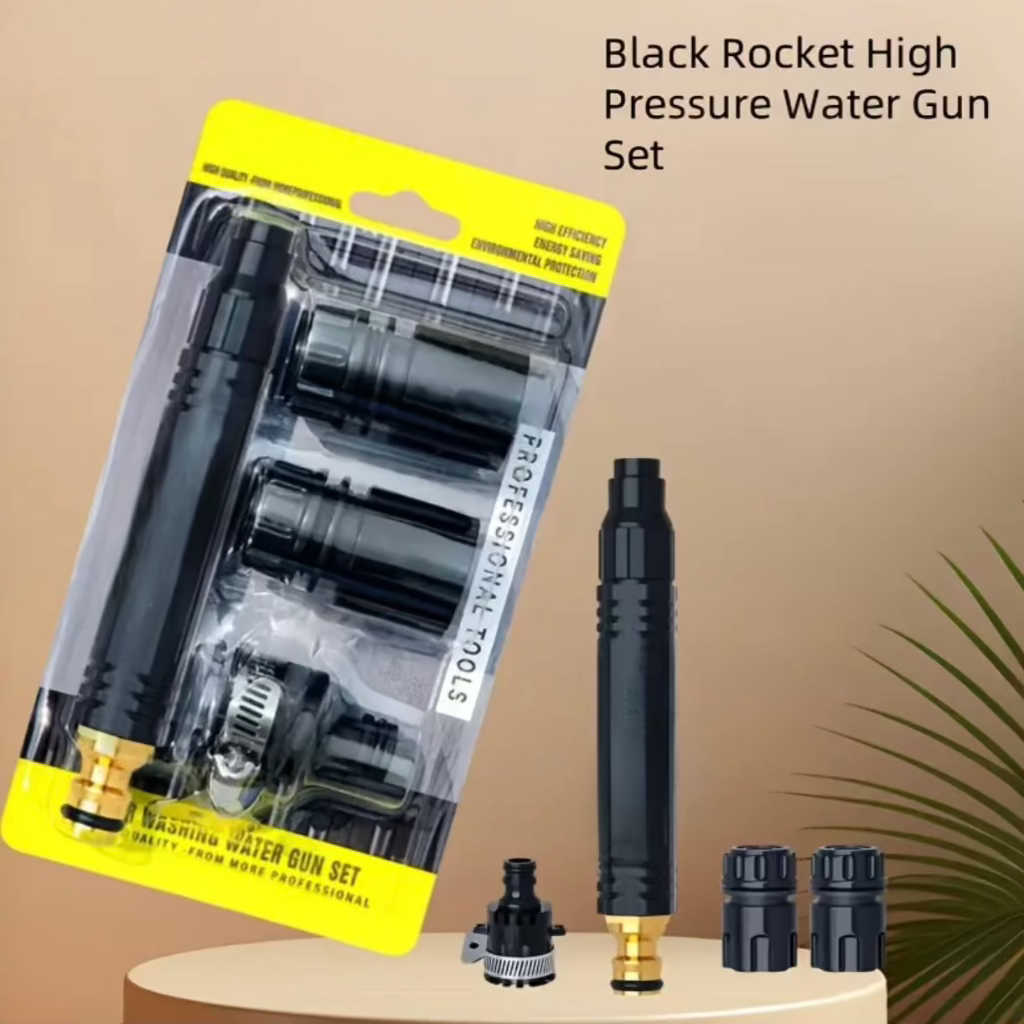 4pcs Plastic Body Black King Kong Standard Connection Household Car Wash Water Gun Pressure Washer Nozzle Spray Nozzle 1/2" Quick Connect Easy Adjustable