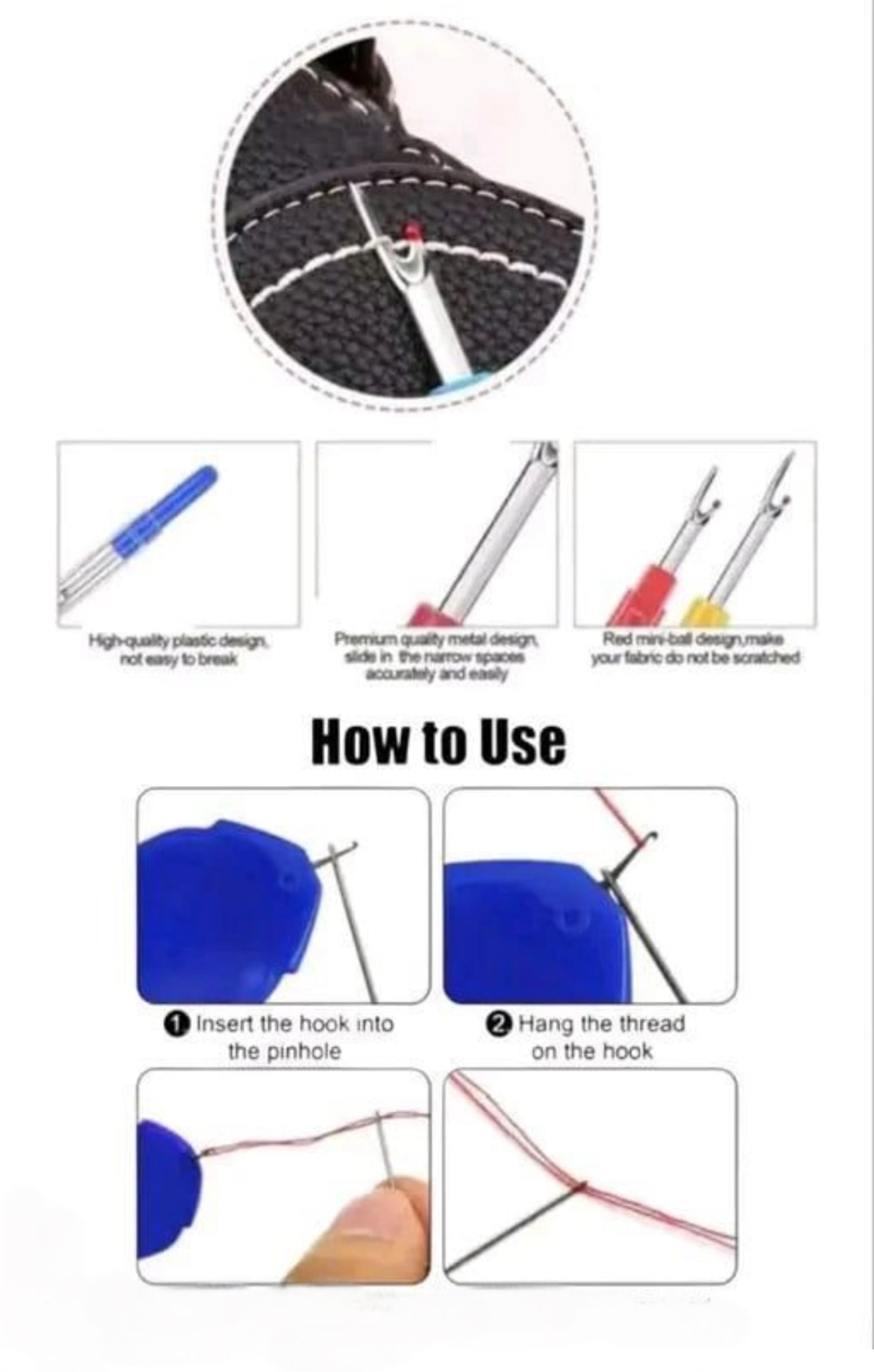 Crafts Tailoring Combo 3 Items Folding Scissors & sewing-thread Multi...