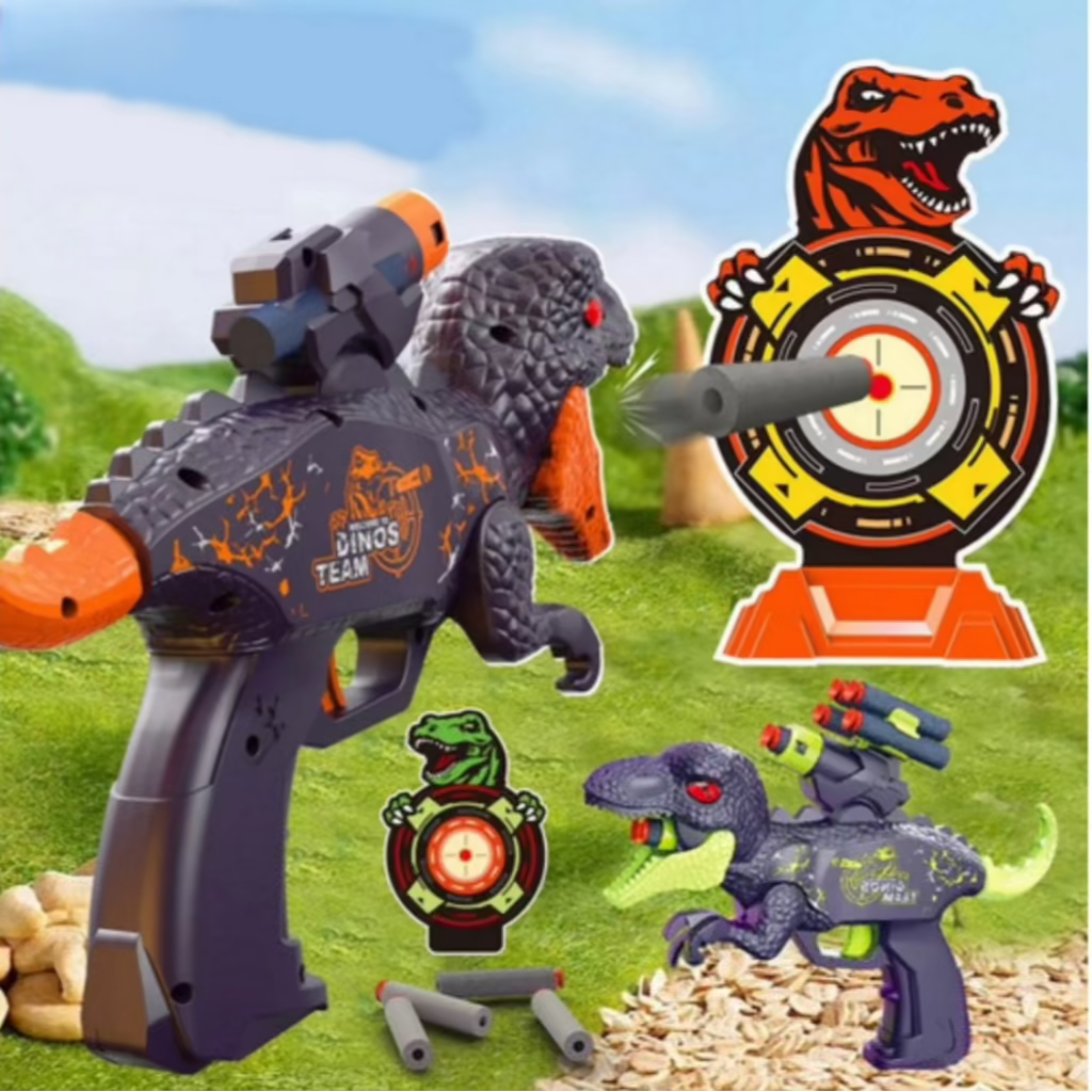 Dinosaur Toys Soft Bullet Gun Soft Foam Darts Blaster Shooting Toy Gun for Boys Girls Indoor Outdoor Play Toys