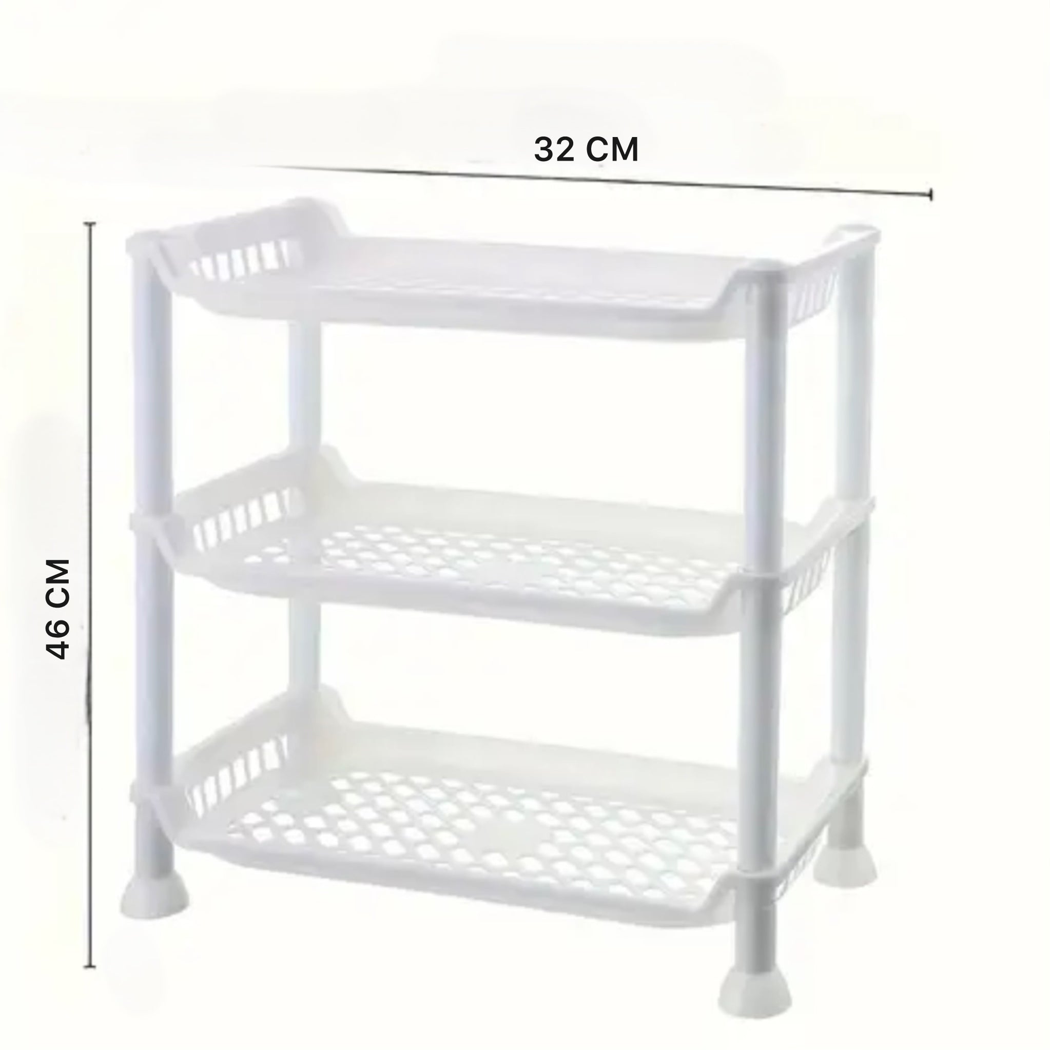 3-Tier Plastic Desktop Organizer Space-Saving Vertical Storage Rack for Makeup, Spices, Stationery - Freestanding Compact Kitchen & Office Shelf, Lightweight Durable MultiPurpose Utility Basket, Desktop Storage Organizer, Seasoning Holder,
